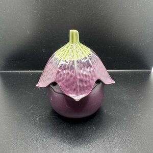 Purple Ceramic Eggplant Accent Piece Container Eggplant w/ Lid